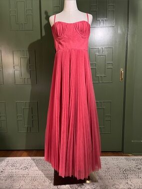 Hutch Cotton Candy Pink Pleated Maxi Dress with Spaghetti Straps